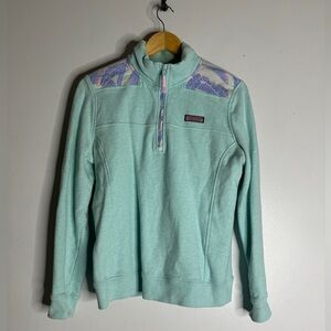 Vineyard Vines Pullover Size Medium Teal Classic Island Palms Floral Shep‎ CP
